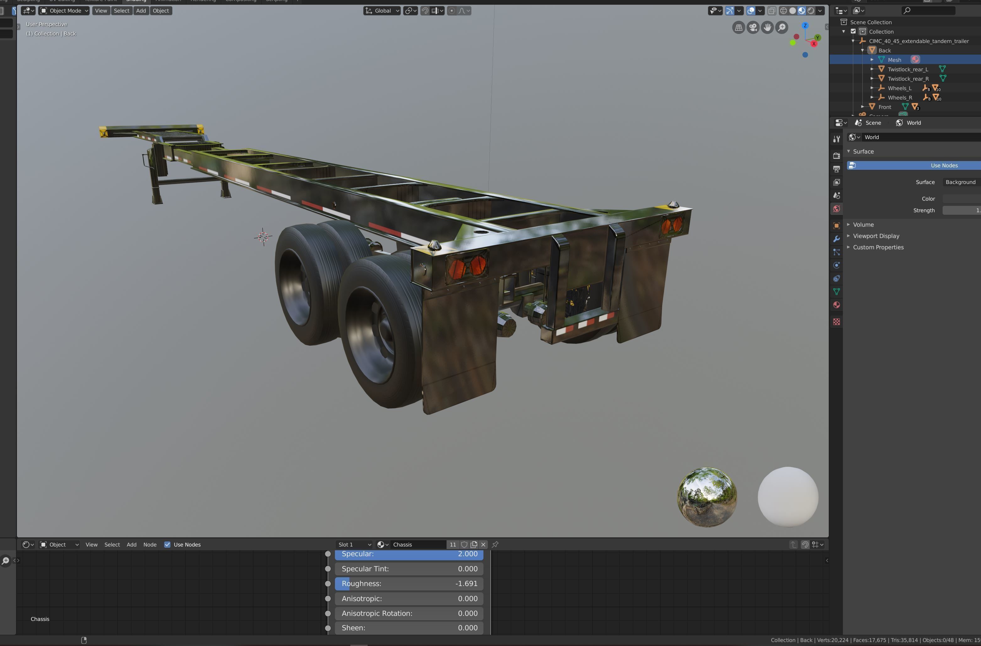 Extendable tandem trailer Low-poly 3D model_10