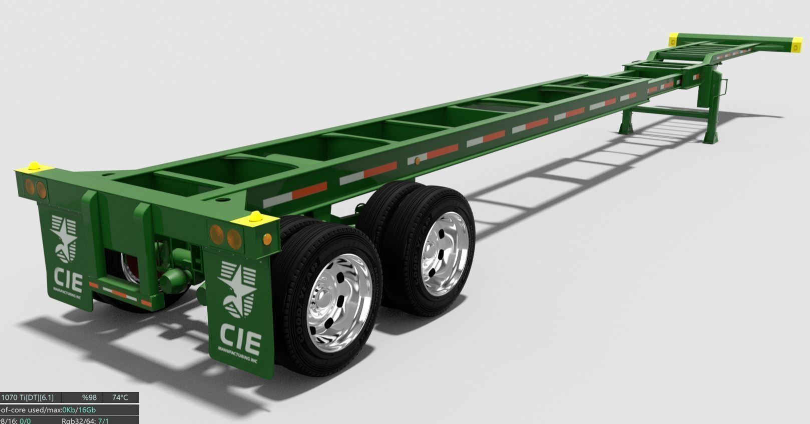 Extendable tandem trailer Low-poly 3D model_11