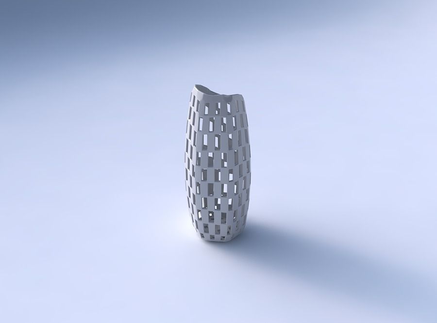 Vase arc hexagon with checker grid lattice 3D print model_3
