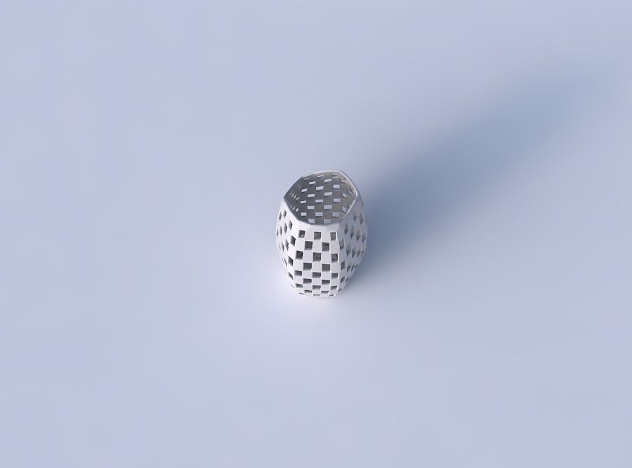 Vase arc hexagon with checker grid lattice 3D print model_2