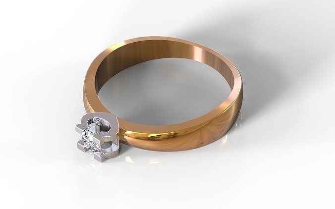 Ring with removable head many sizes 3D print model