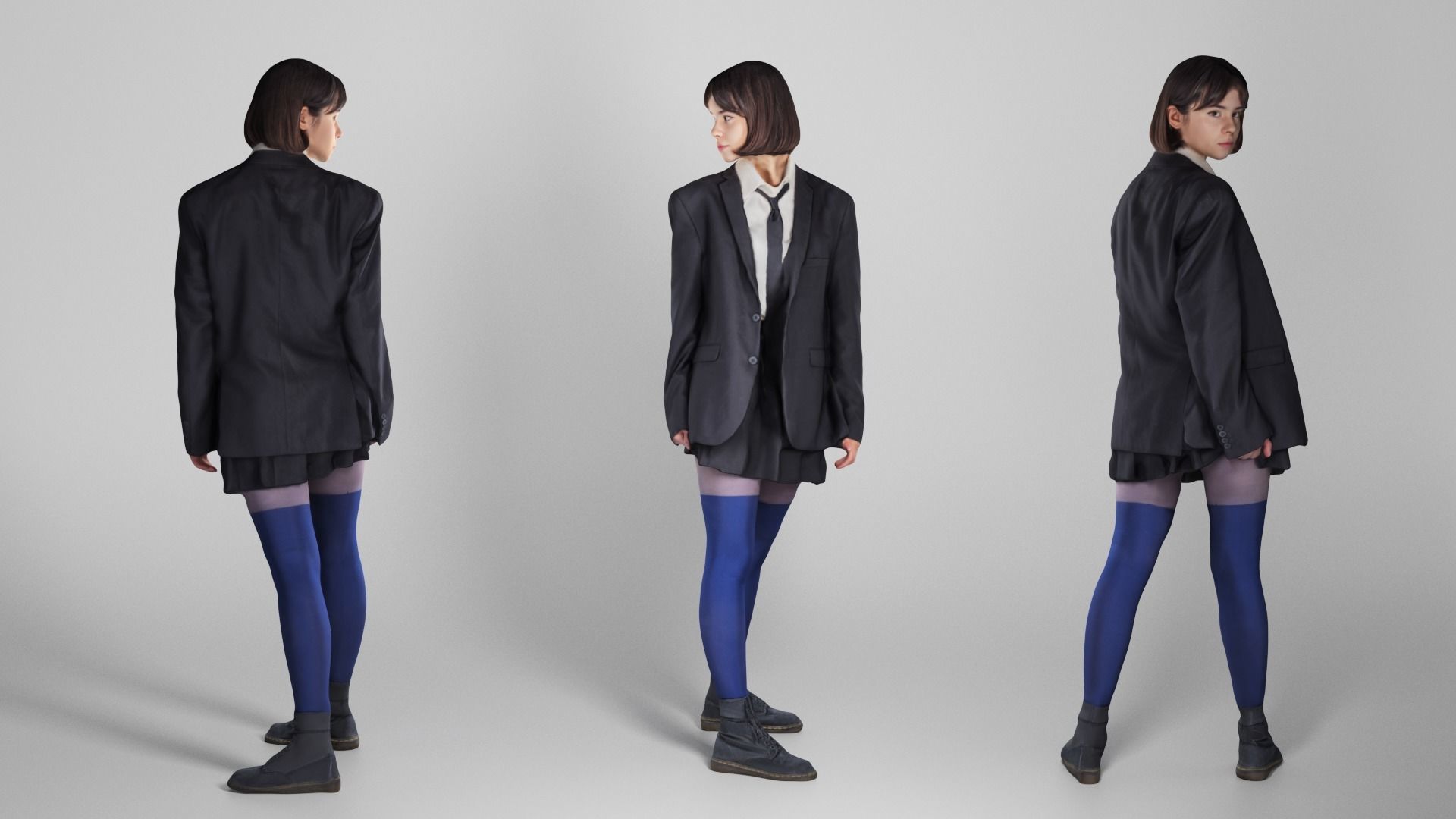 Playful schoolgirl 182 Low-poly 3D model_2