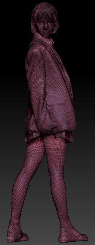 Playful schoolgirl 182 Low-poly 3D model_5