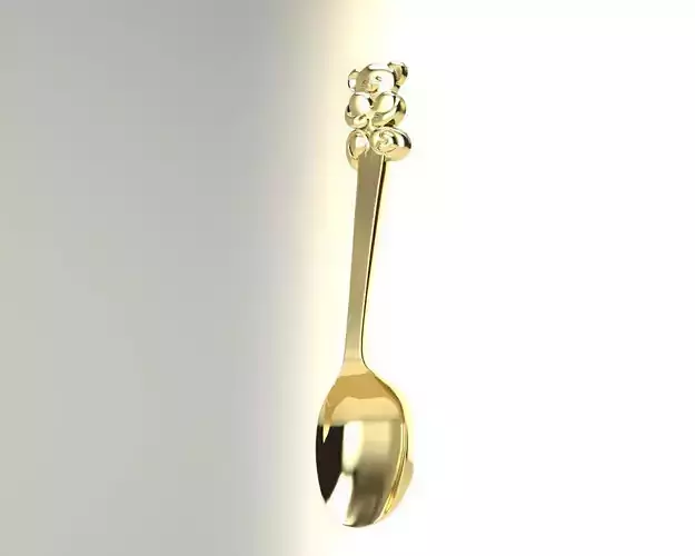 baby spoon with bear 3D print model