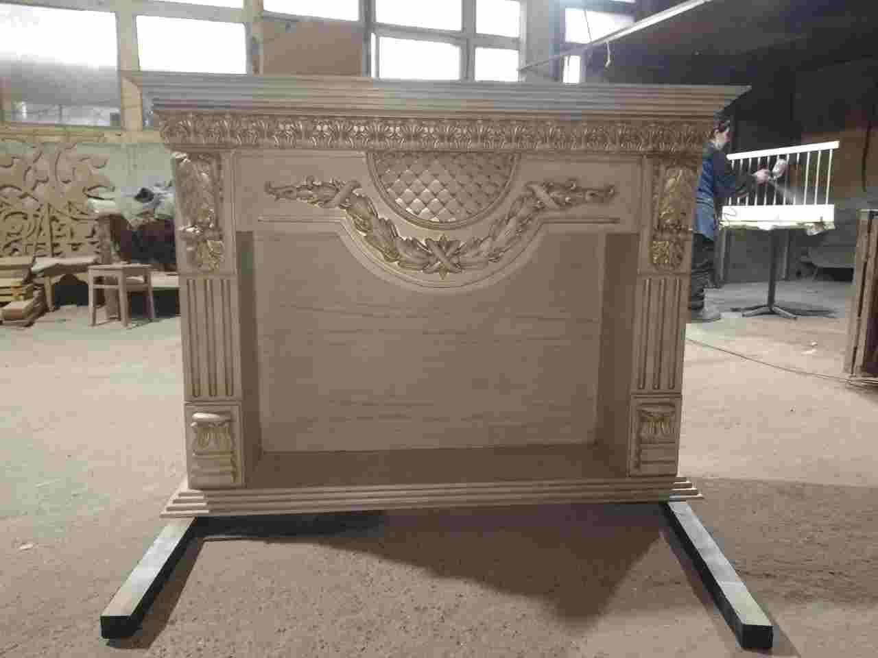 fireplace ornate with gold trim 3D model_4