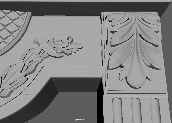 fireplace ornate with gold trim 3D model_2