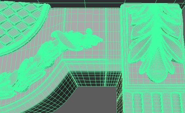 fireplace ornate with gold trim 3D model_3