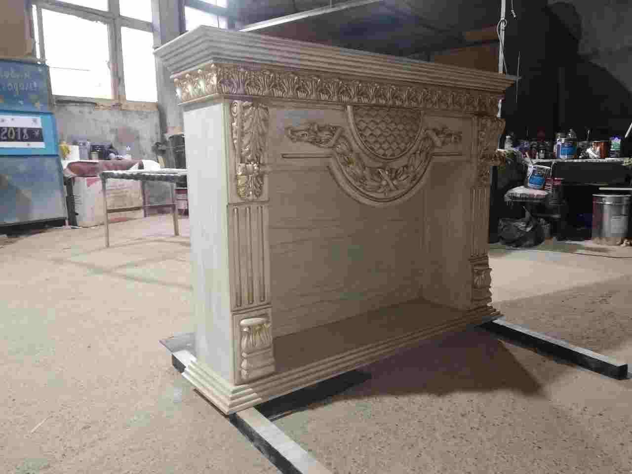 fireplace ornate with gold trim 3D model_5