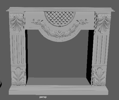 fireplace ornate with gold trim 3D model_1