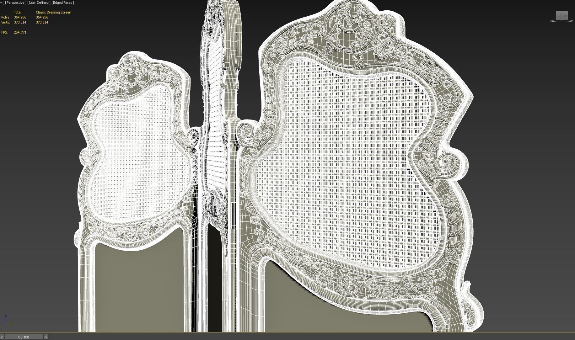 Classic Dressing Screen 3D model_19