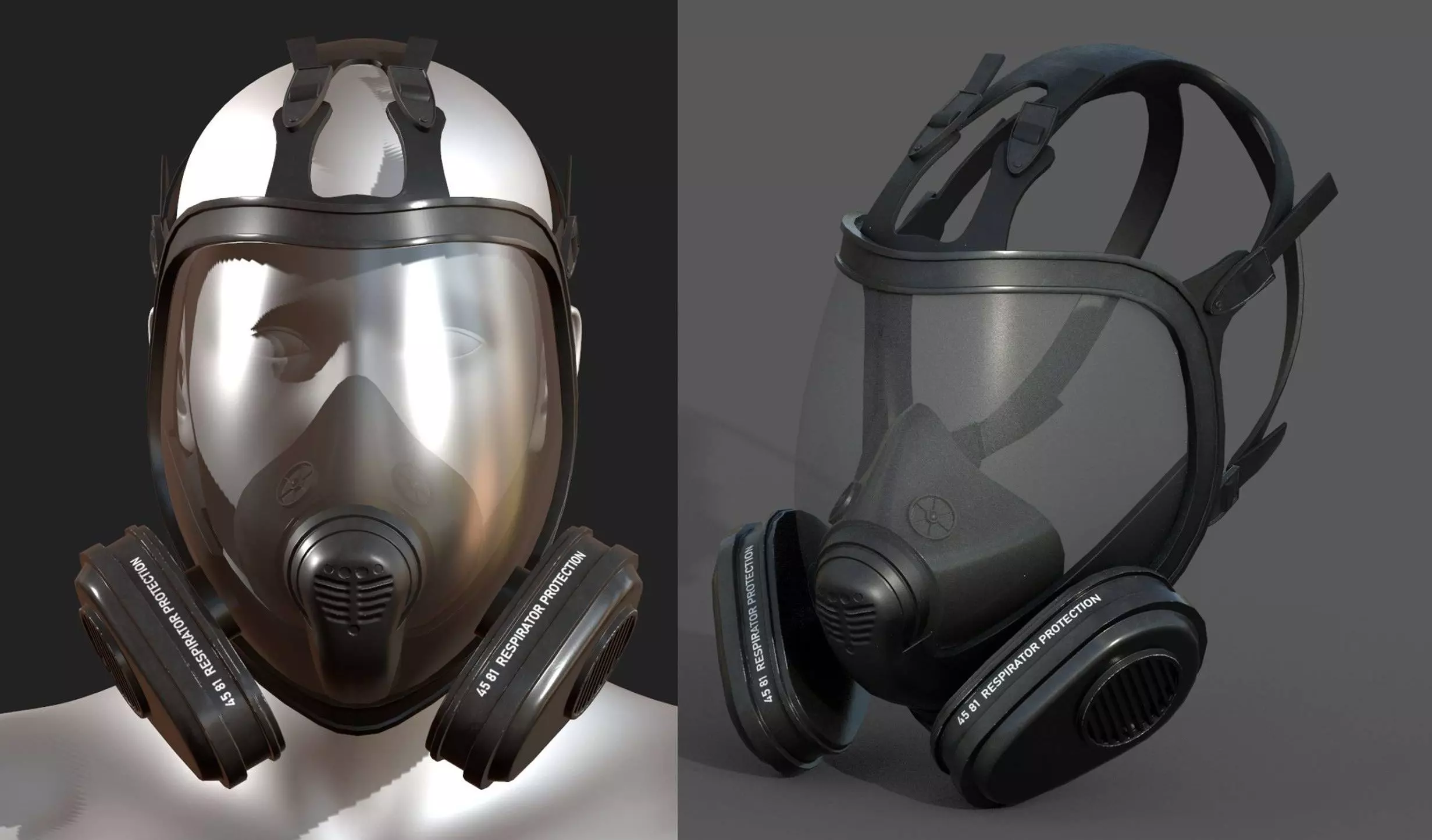 Gas mask scifi protection futuristic fantasy Low-poly 3D model_0
