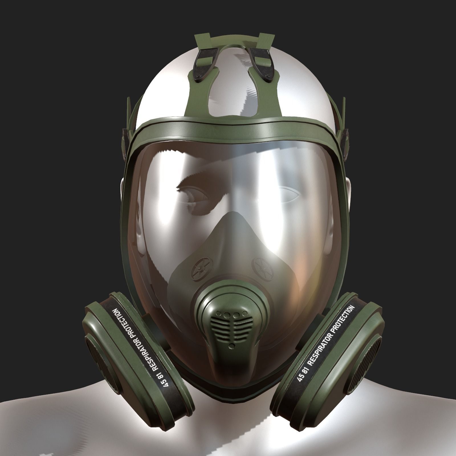 Gas mask helmet 3d model military combat fantasy Low-poly 3D model_4