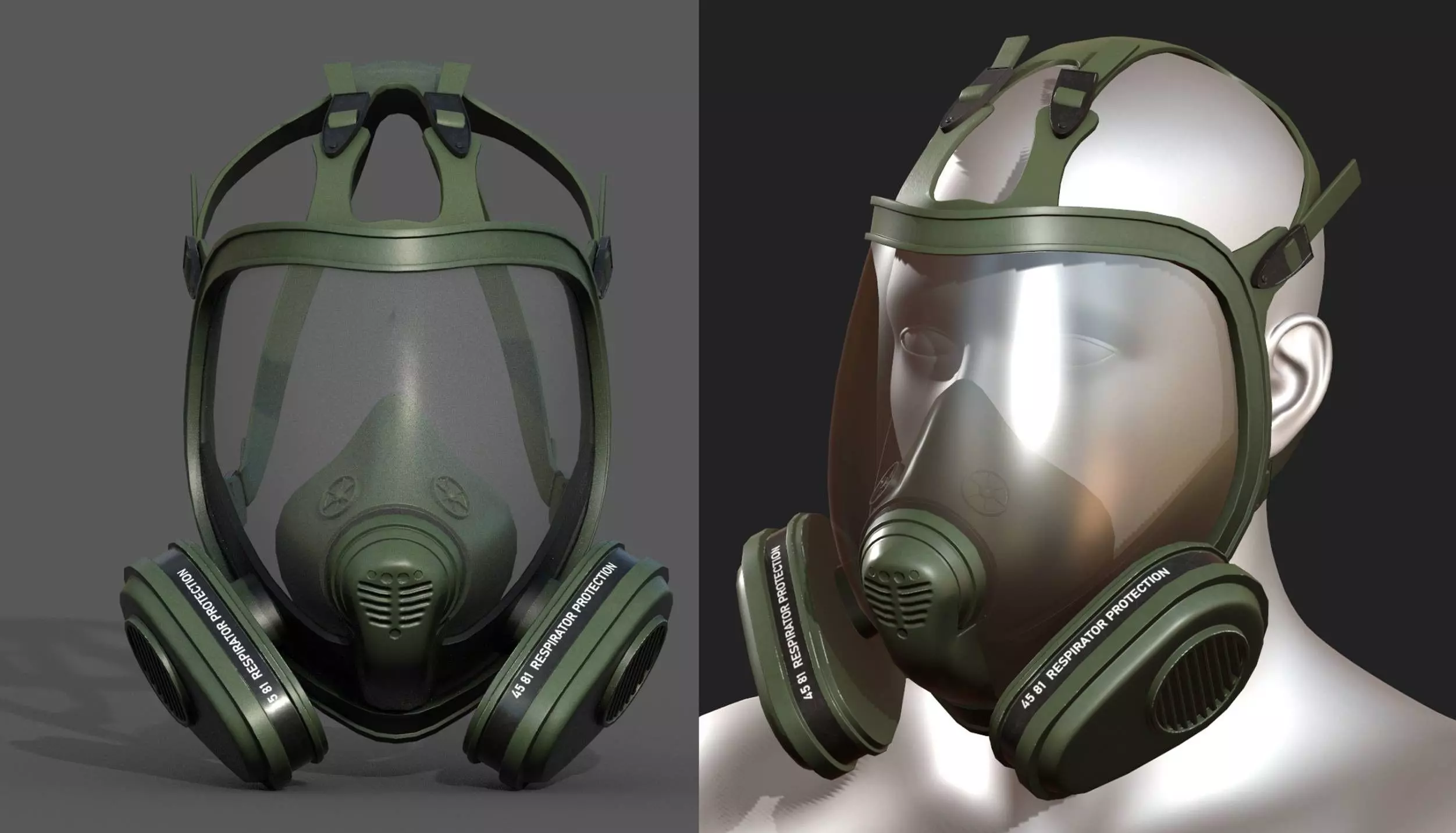 Gas mask helmet 3d model military combat fantasy Low-poly 3D model_0
