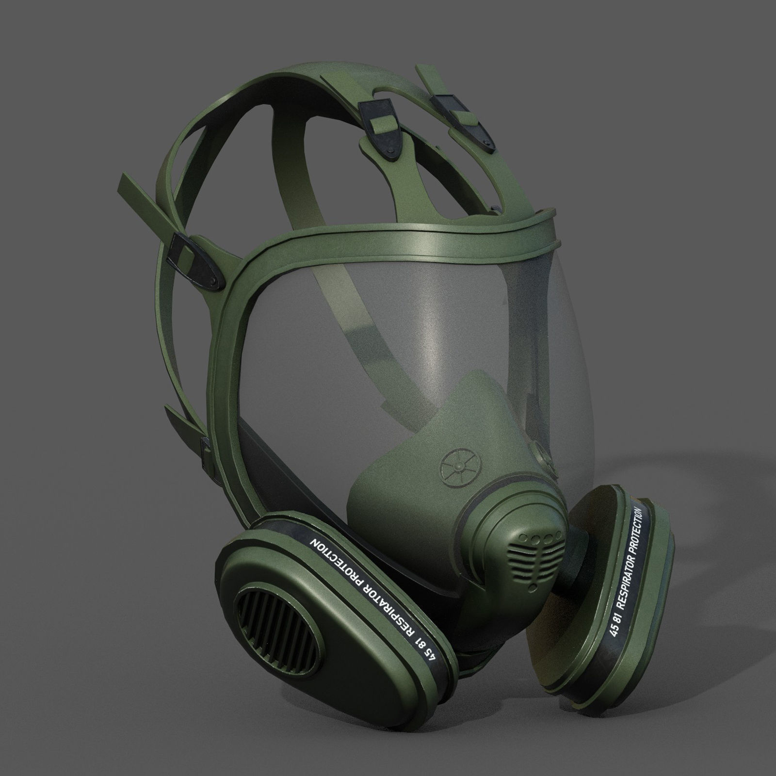 Gas mask helmet 3d model military combat fantasy Low-poly 3D model_2