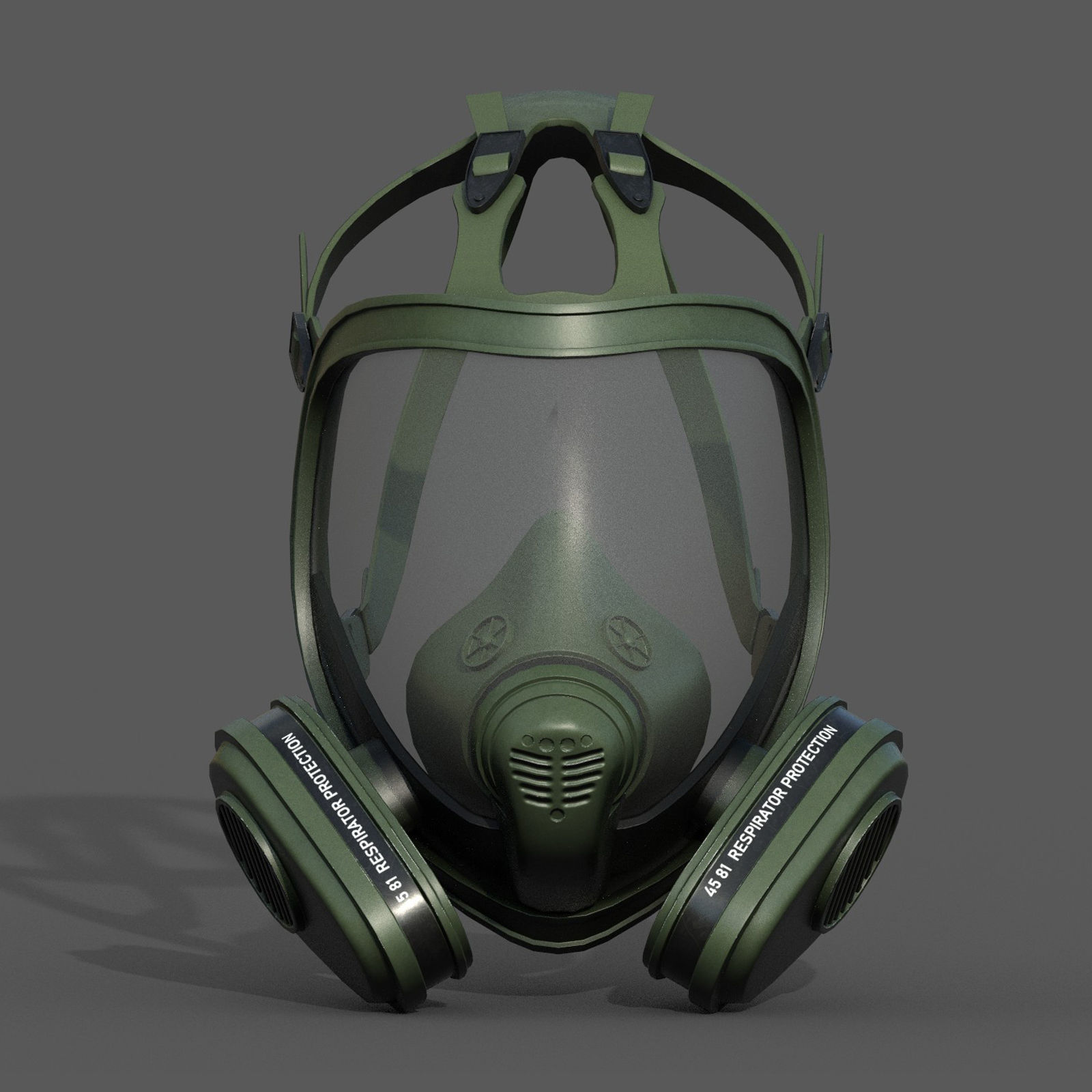 Gas mask helmet 3d model military combat fantasy Low-poly 3D model_6