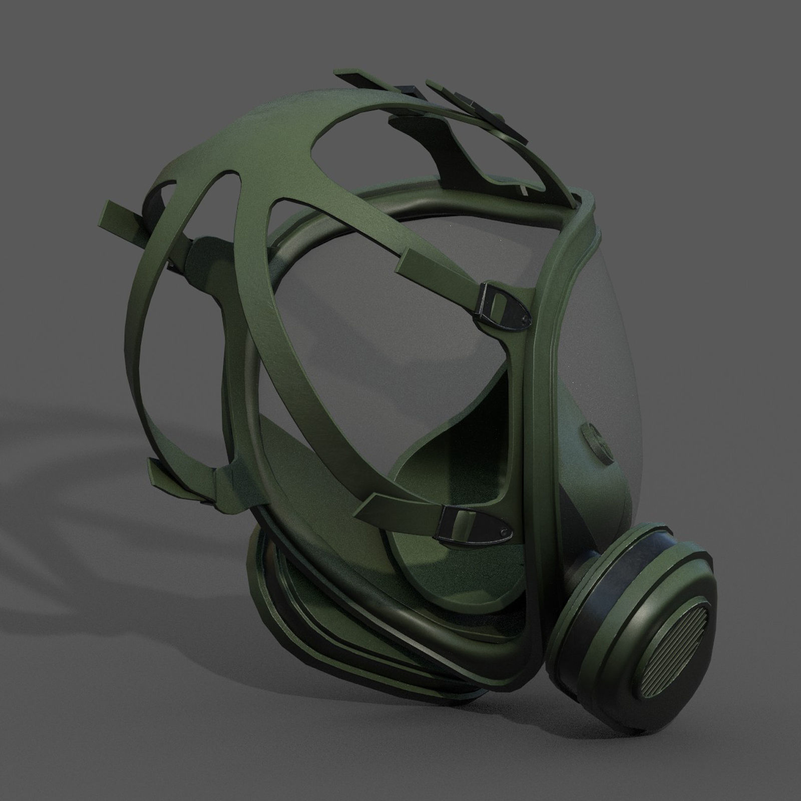 Gas mask helmet 3d model military combat fantasy Low-poly 3D model_9
