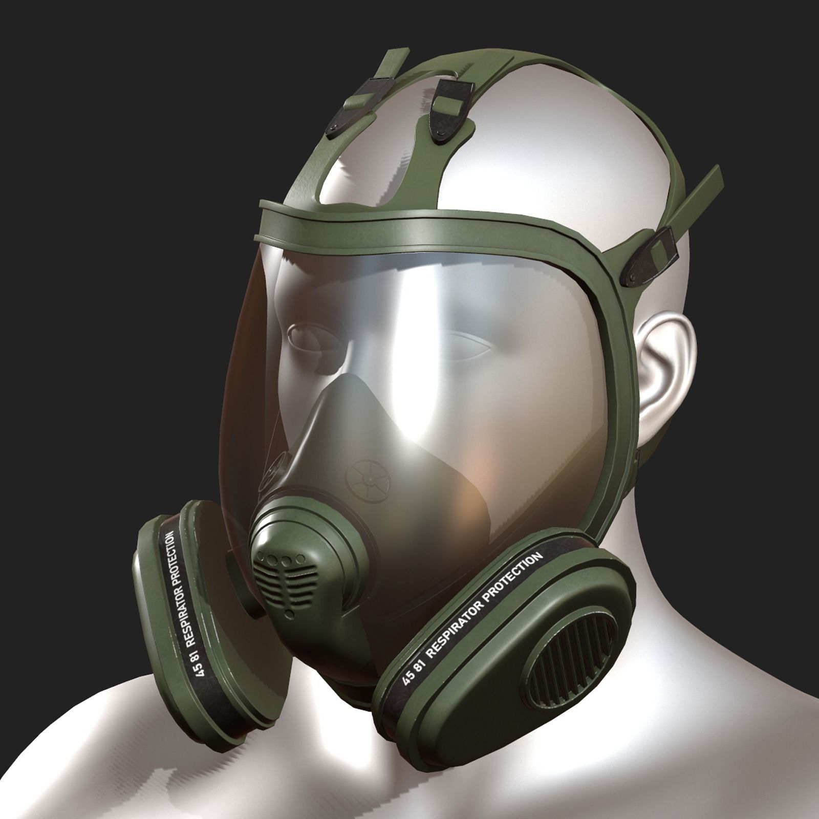 Gas mask helmet 3d model military combat fantasy Low-poly 3D model_1