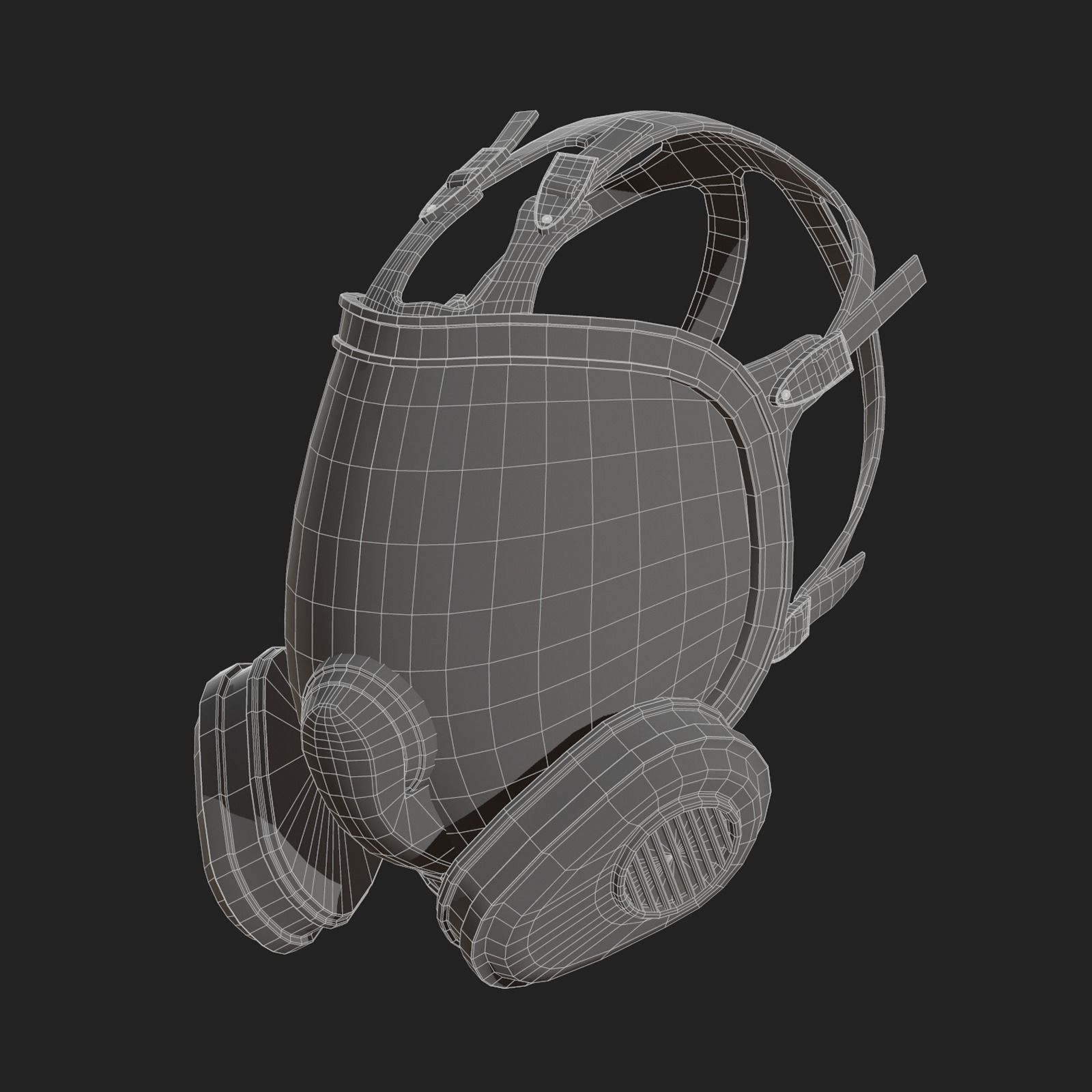 Gas mask helmet 3d model military combat fantasy Low-poly 3D model_12