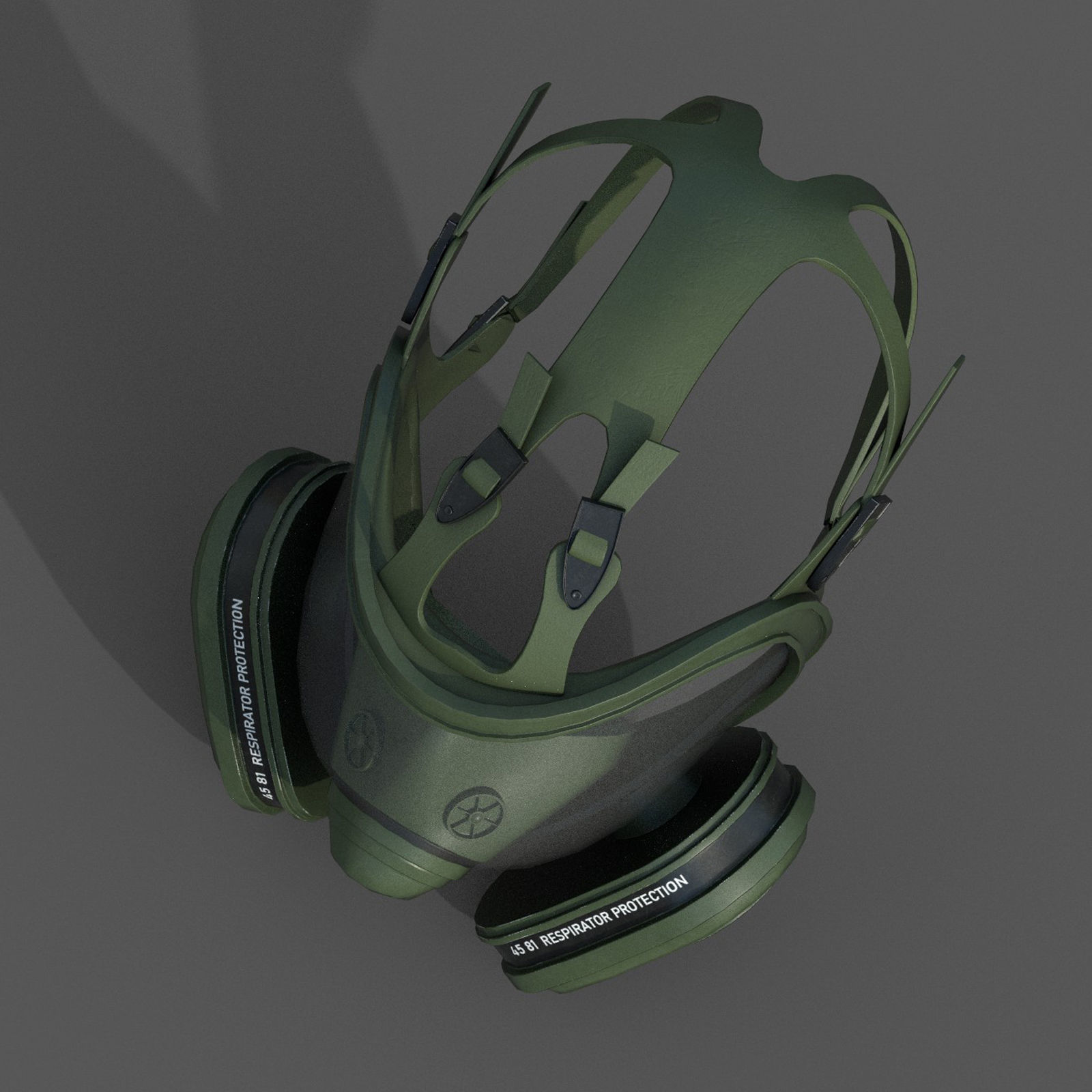 Gas mask helmet 3d model military combat fantasy Low-poly 3D model_7