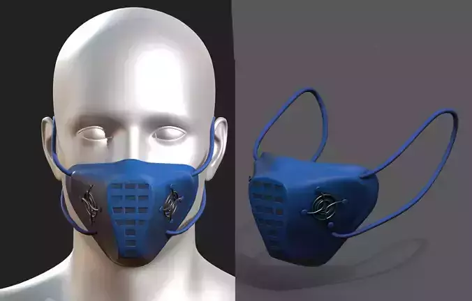 Gas mask respirator plastic blue protection 