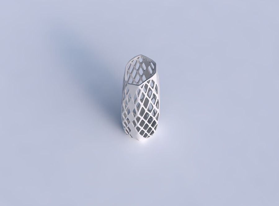 Vase arc hexagon with diagonal grid lattice 3 3D print model_1