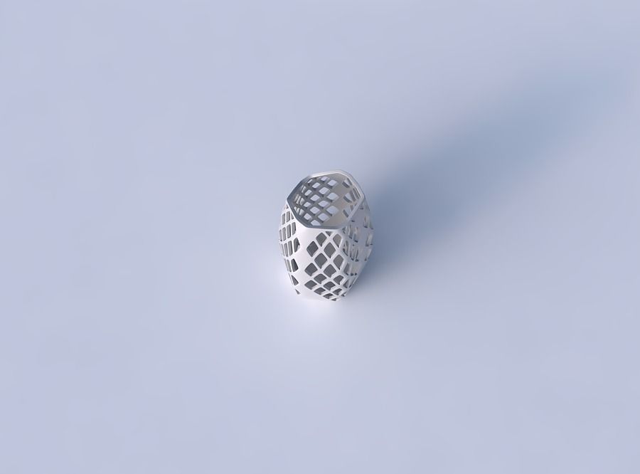 Vase arc hexagon with diagonal grid lattice 3 3D print model_2