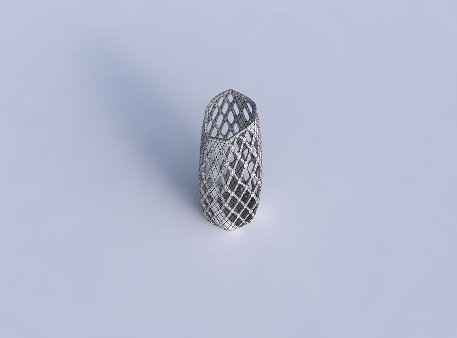 Vase arc hexagon with diagonal grid lattice 3 3D print model_6