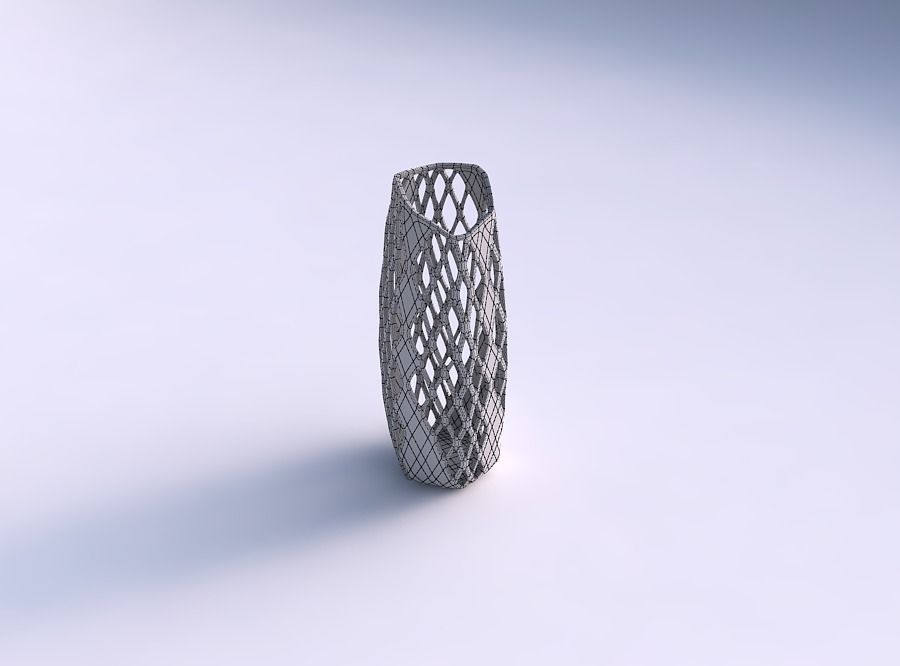 Vase arc hexagon with diagonal grid lattice 3 3D print model_5