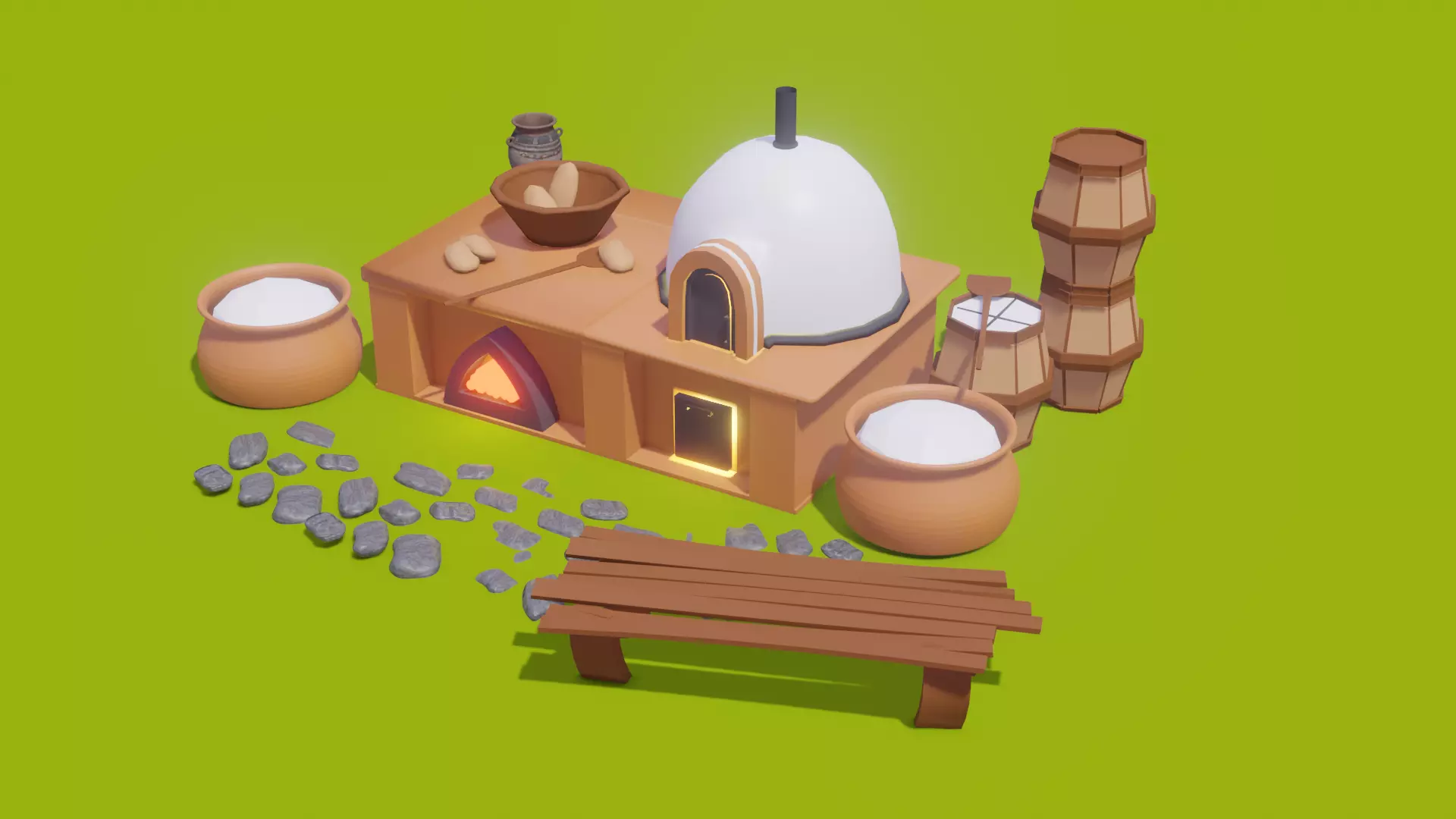 Bread Oven Low-poly 3D model_0