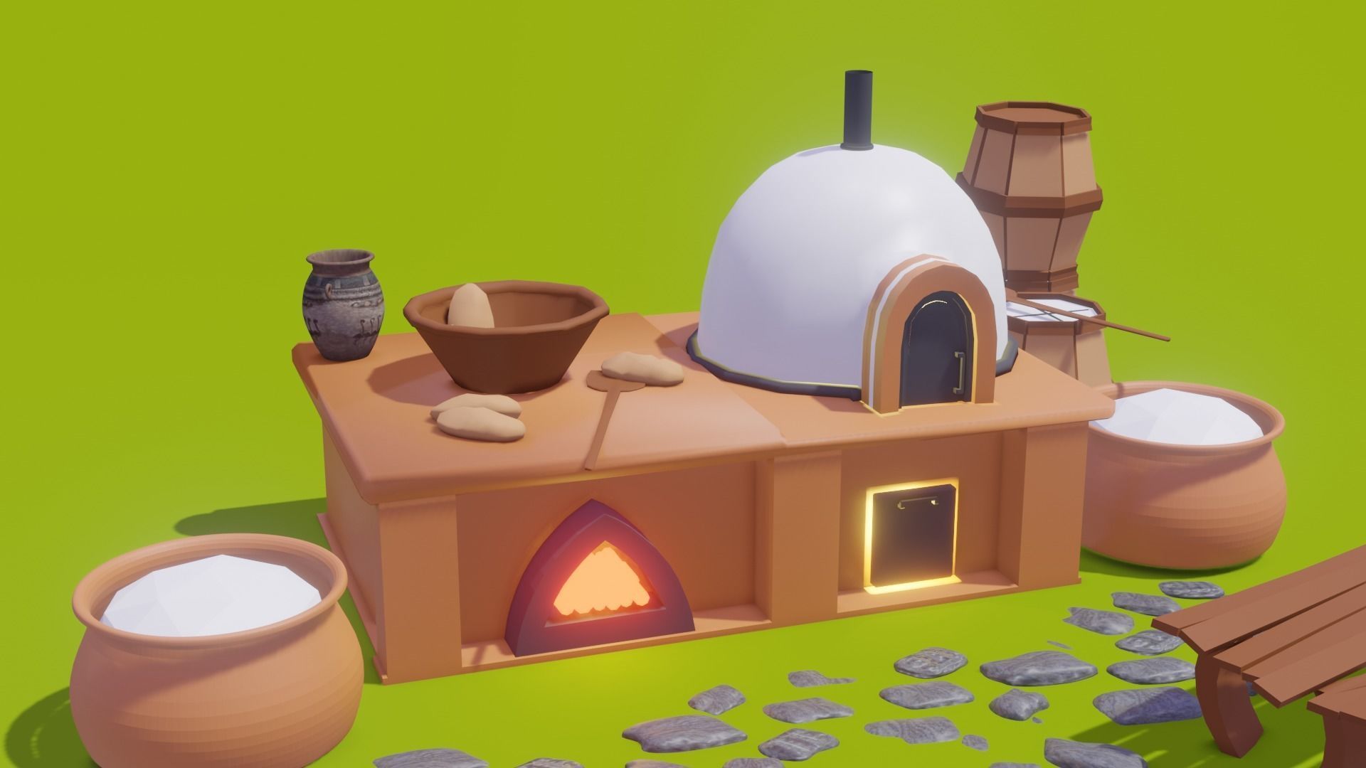 Bread Oven Low-poly 3D model_2