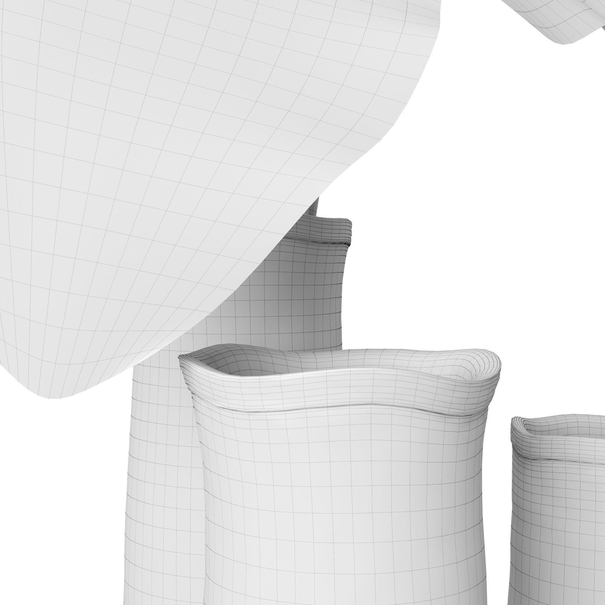 Restoration Hardware Crosshatch Concrete Vases 3D model_11