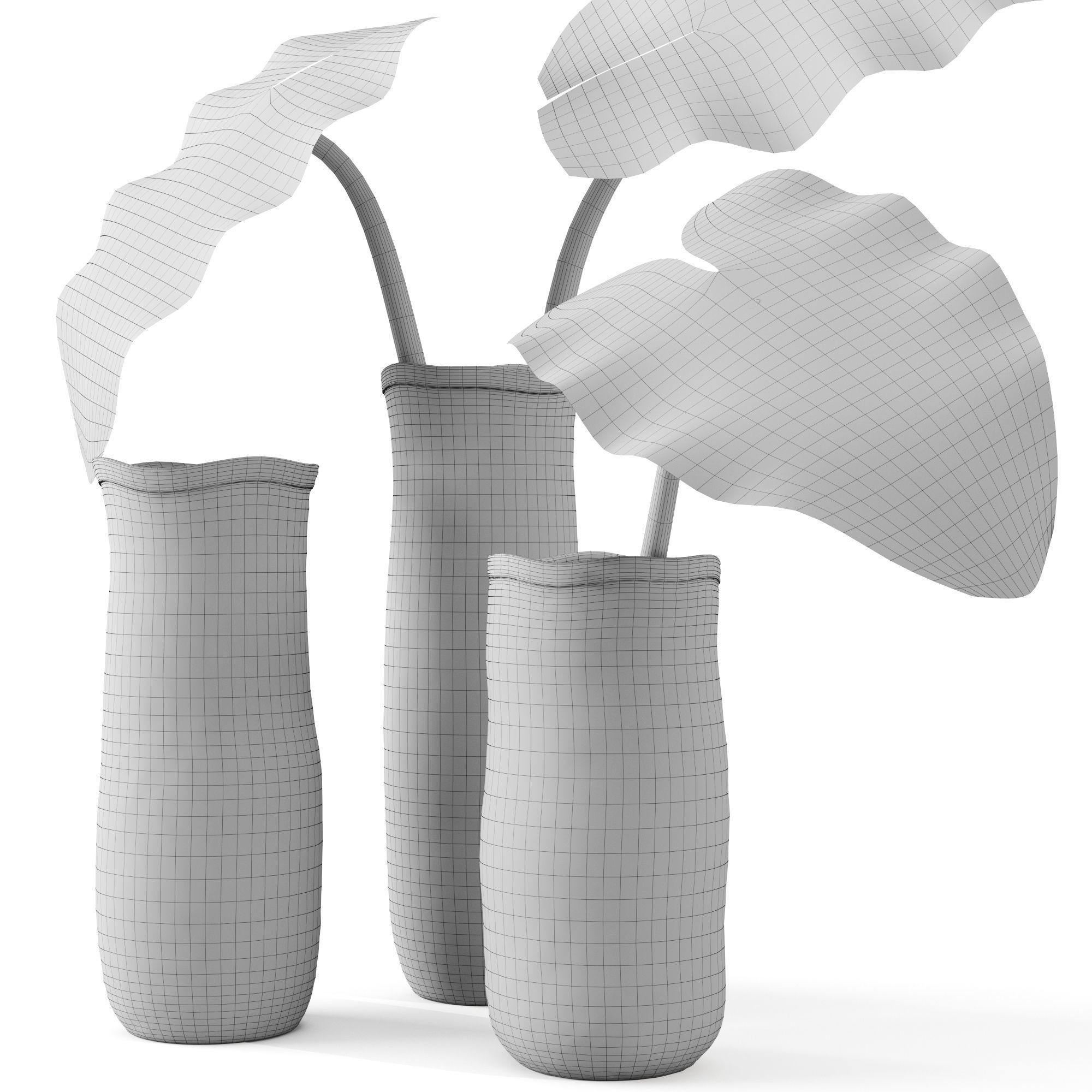 Restoration Hardware Crosshatch Concrete Vases 3D model_9