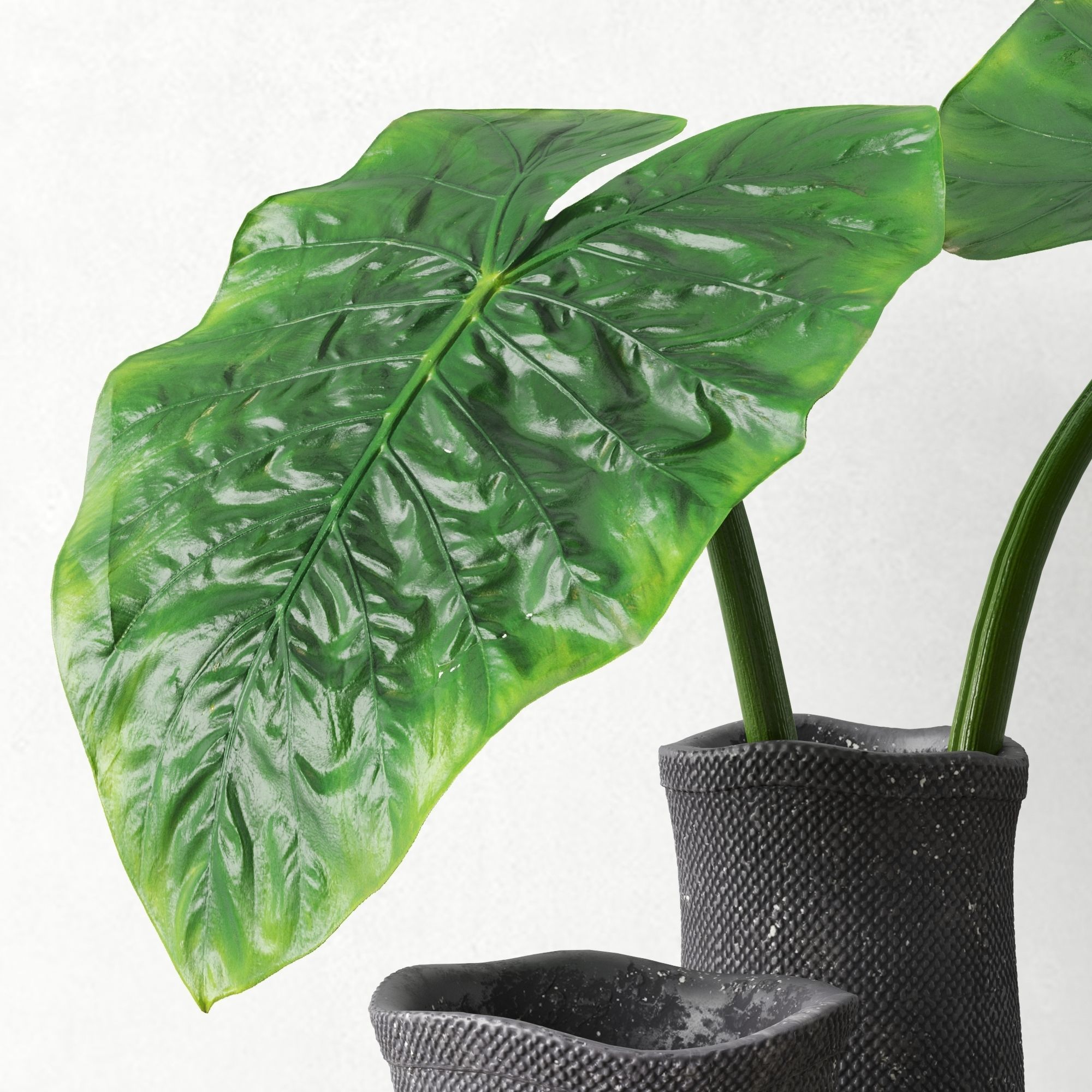 Restoration Hardware Crosshatch Concrete Vases 3D model_1