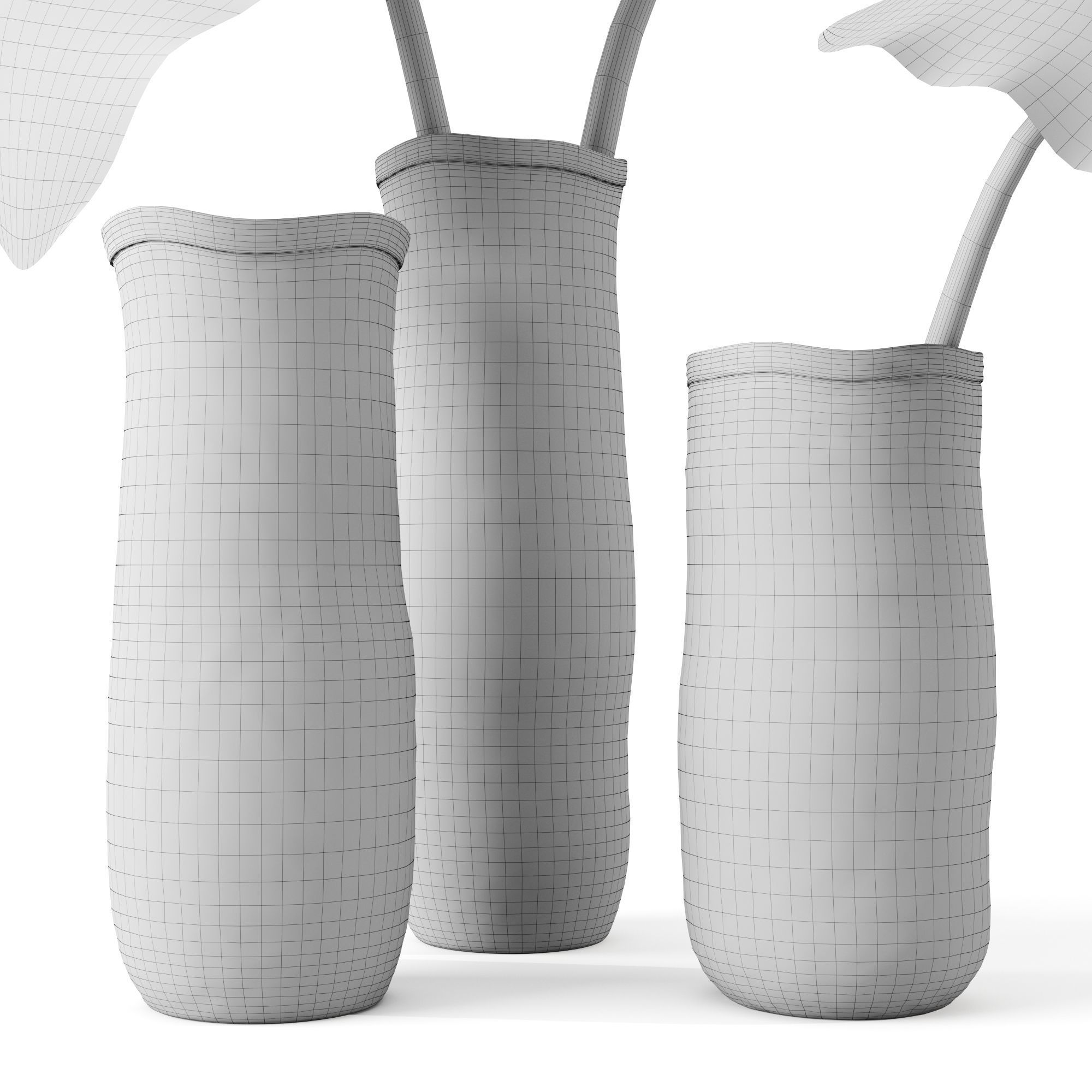 Restoration Hardware Crosshatch Concrete Vases 3D model_8