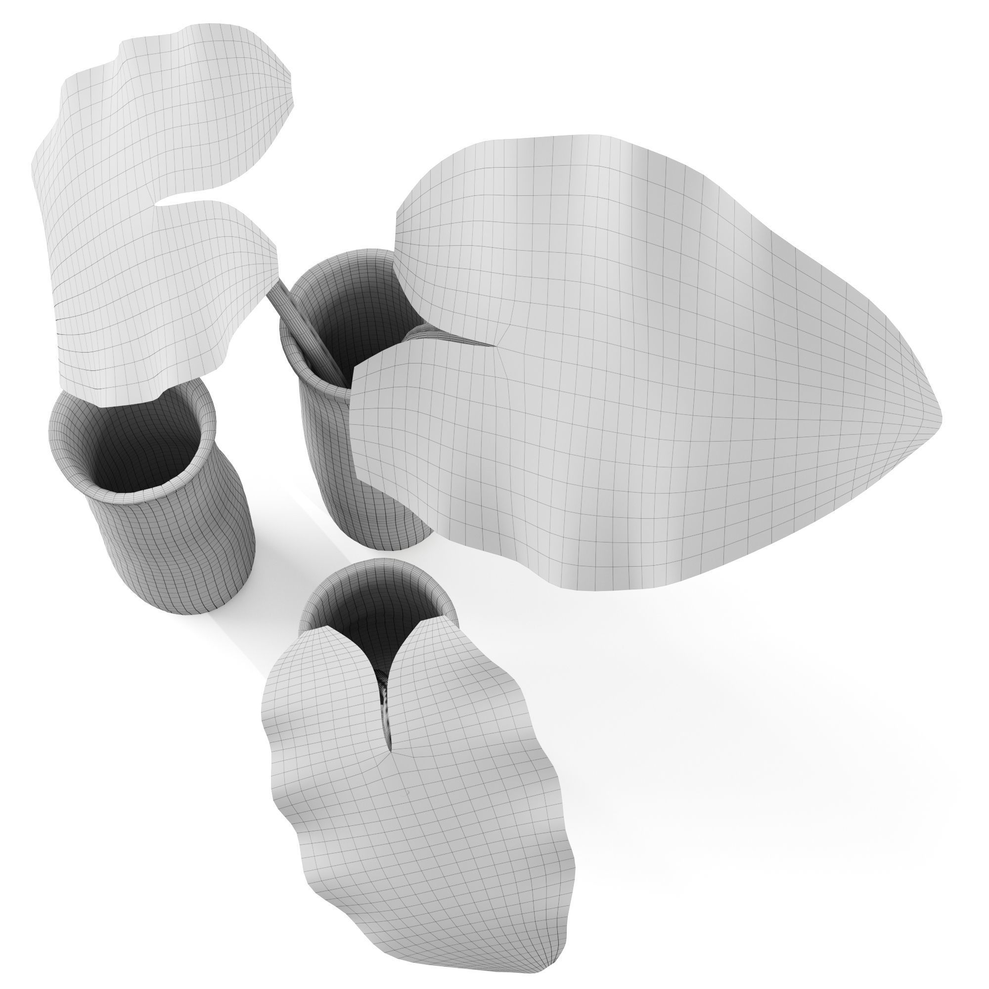 Restoration Hardware Crosshatch Concrete Vases 3D model_10