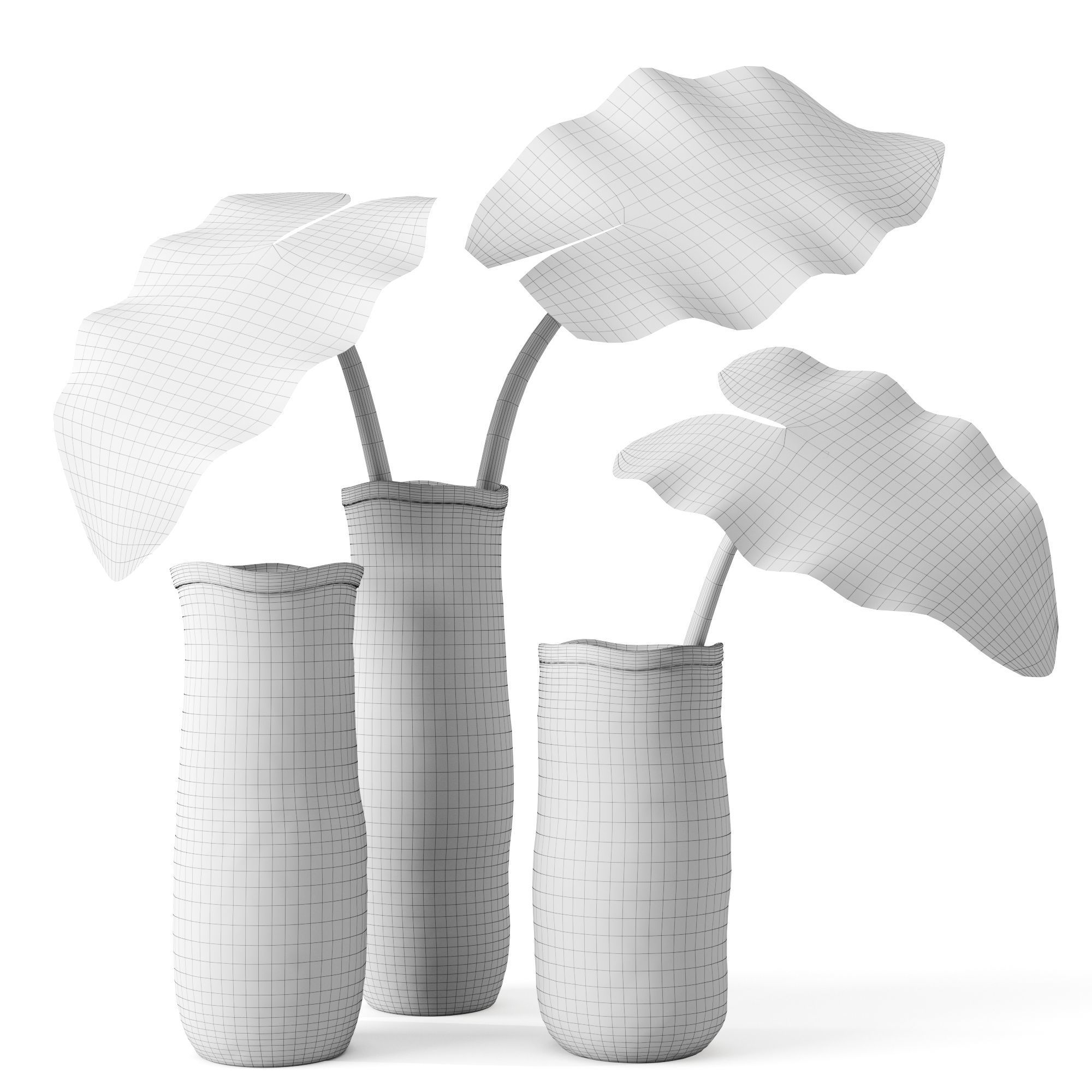 Restoration Hardware Crosshatch Concrete Vases 3D model_6