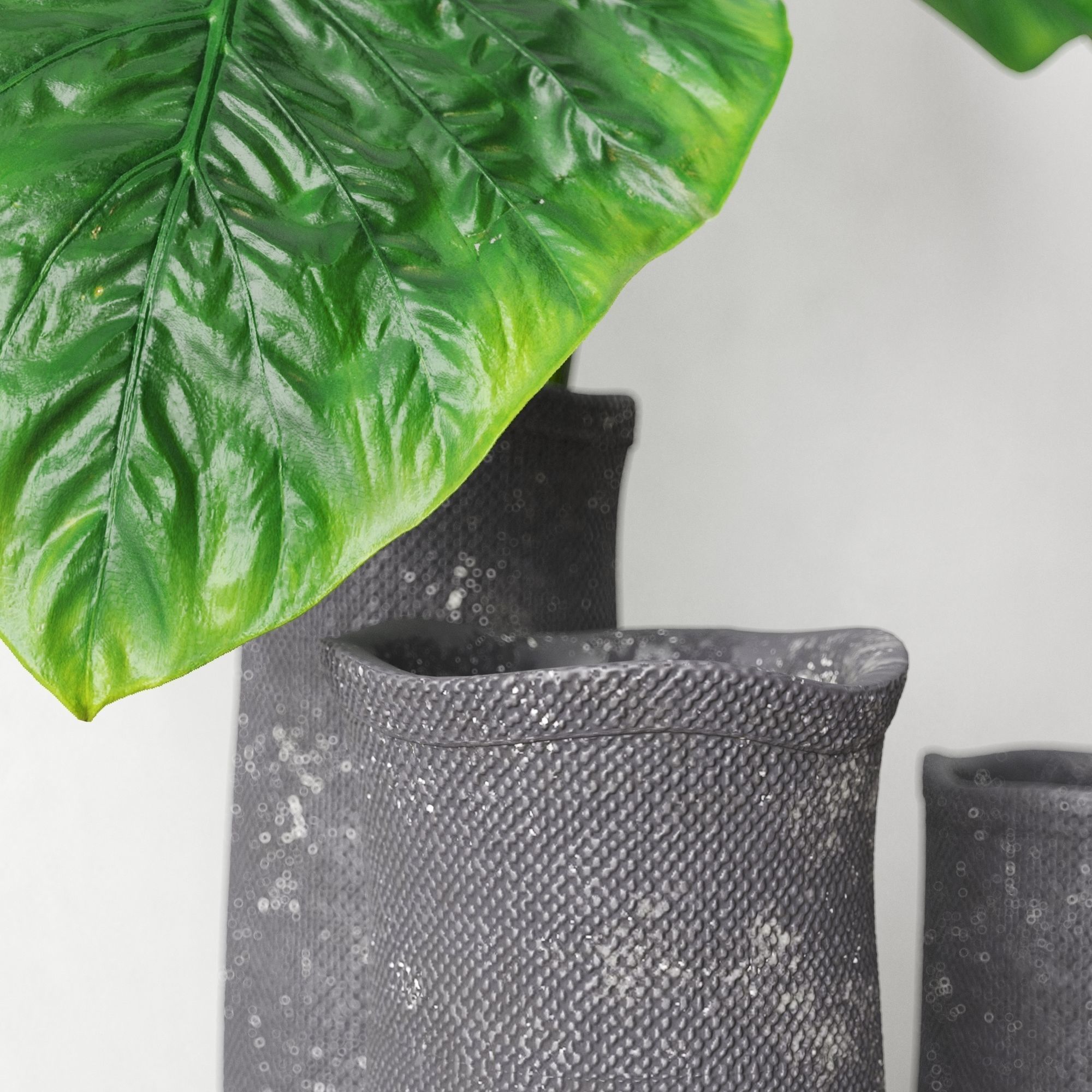 Restoration Hardware Crosshatch Concrete Vases 3D model_3