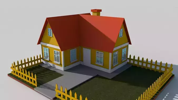 Cartoon House Low-poly 3D model