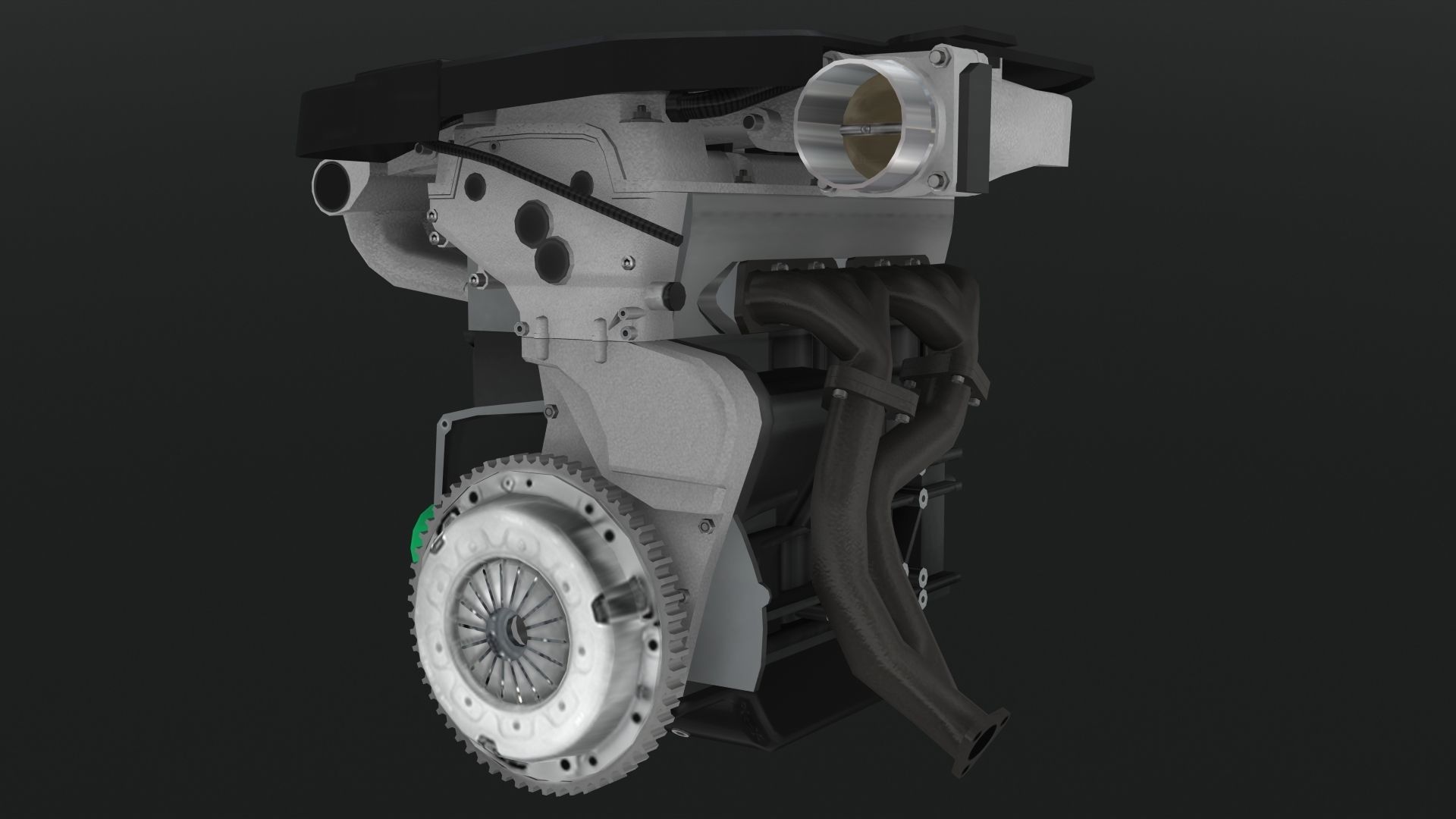 Volkswagen Golf R32 VR6 24v engine Low-poly 3D model_12