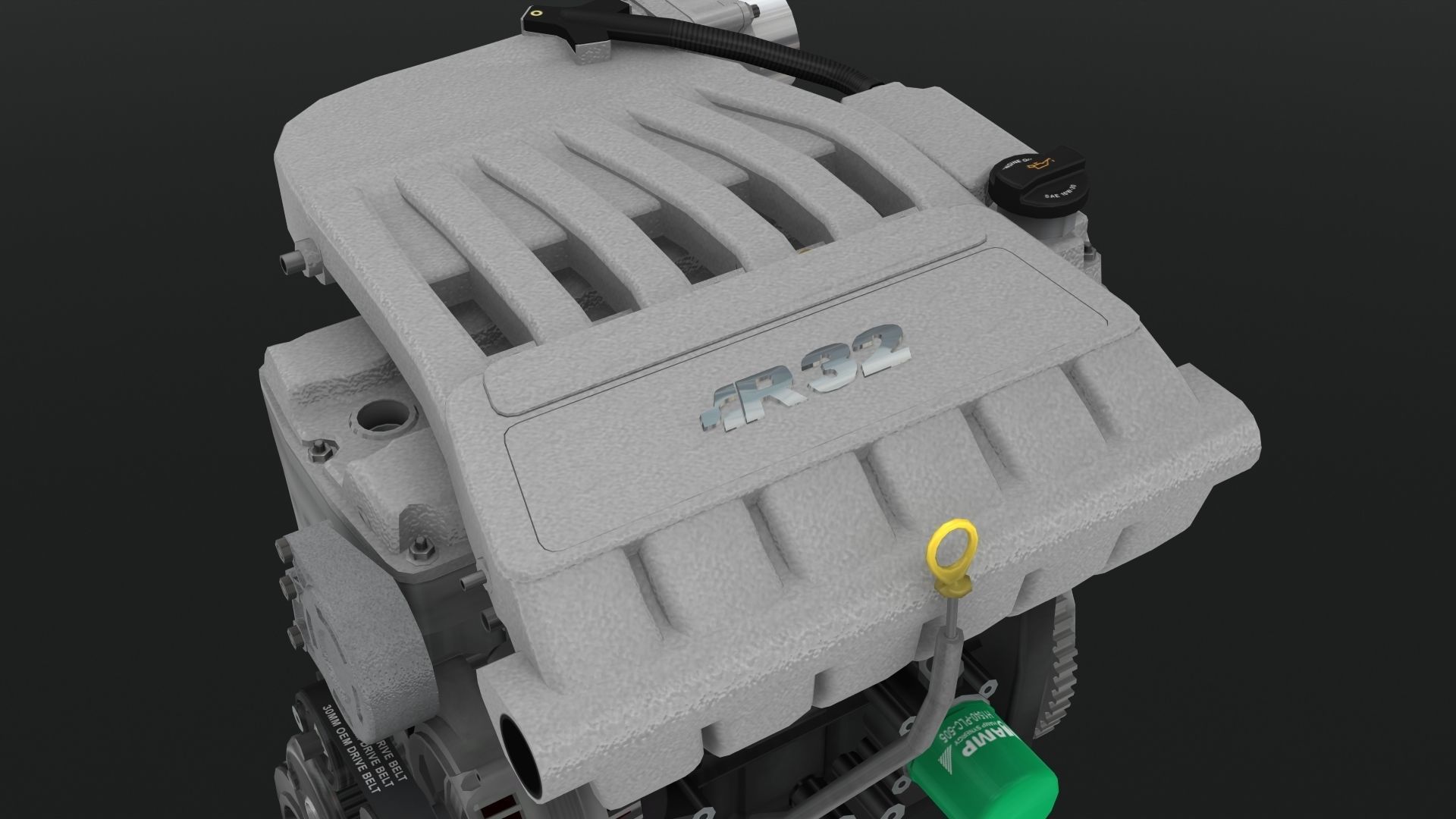 Volkswagen Golf R32 VR6 24v engine Low-poly 3D model_14