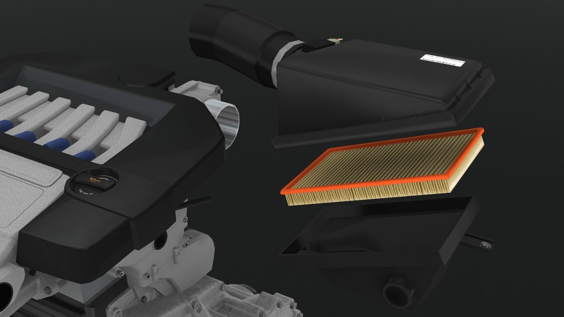 Volkswagen Golf R32 VR6 24v engine Low-poly 3D model_24