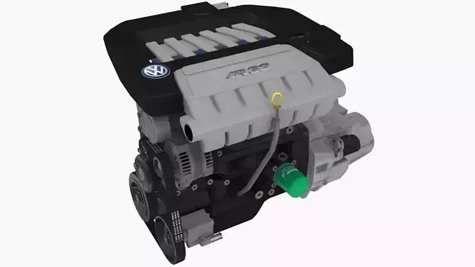 Volkswagen Golf R32 VR6 24v engine Low-poly 3D model
