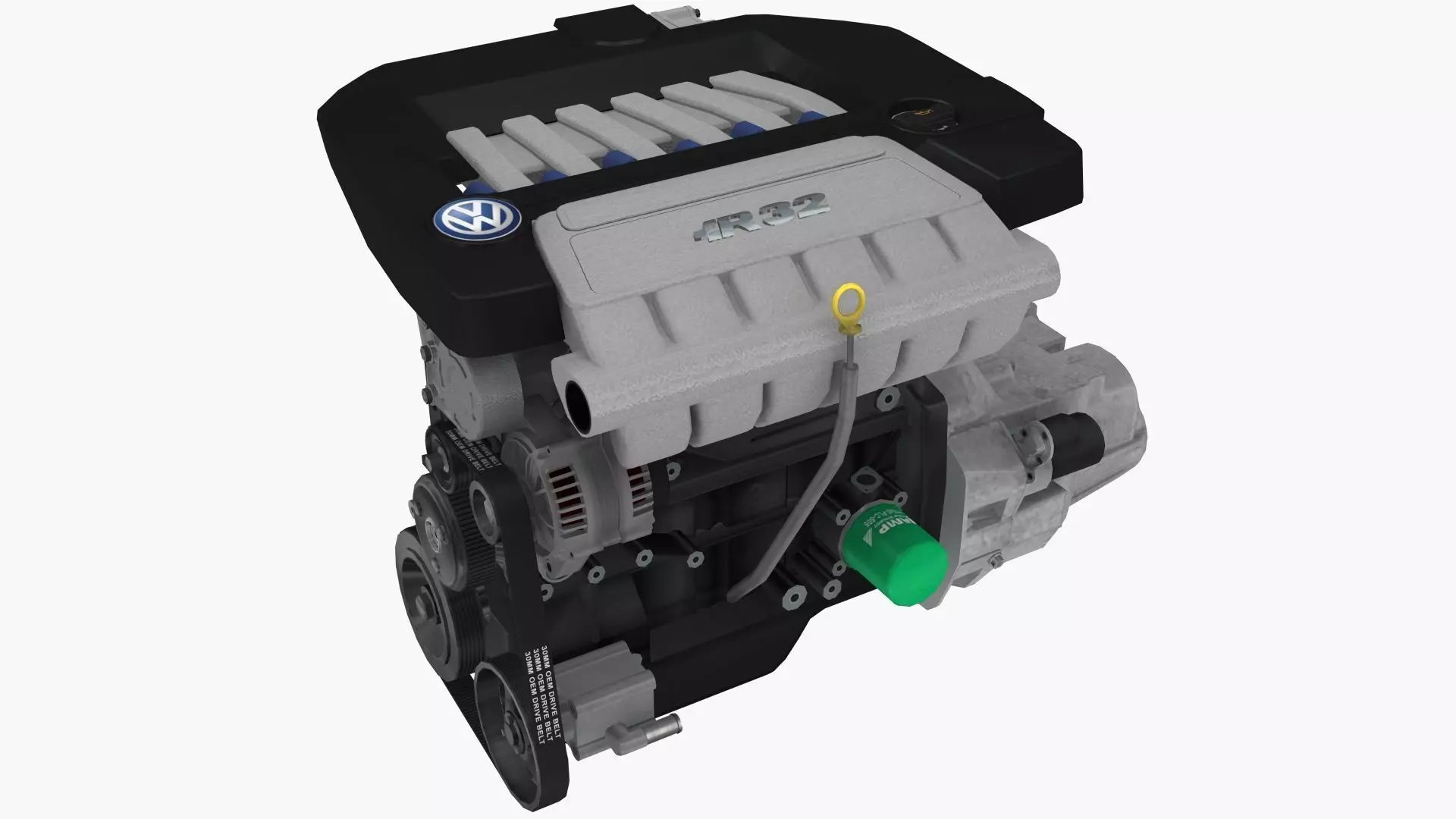 Volkswagen Golf R32 VR6 24v engine Low-poly 3D model_0