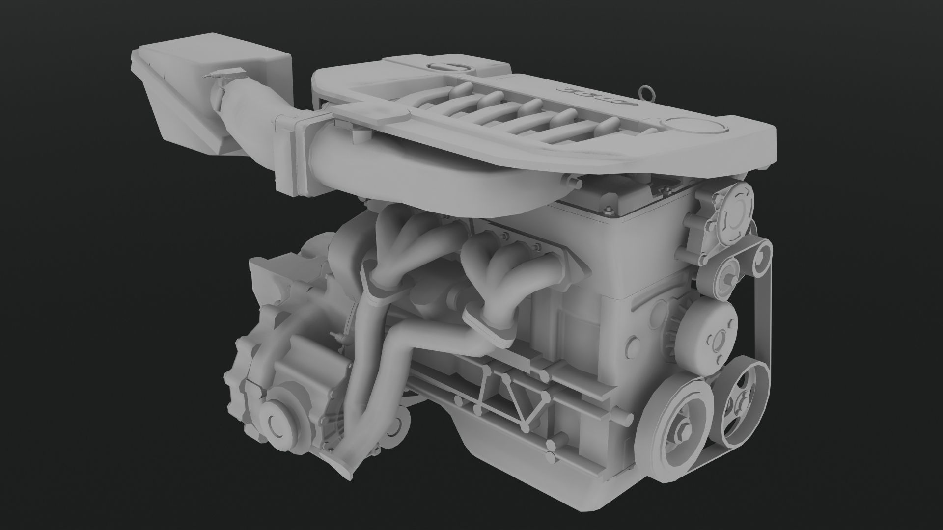 Volkswagen Golf R32 VR6 24v engine Low-poly 3D model_8