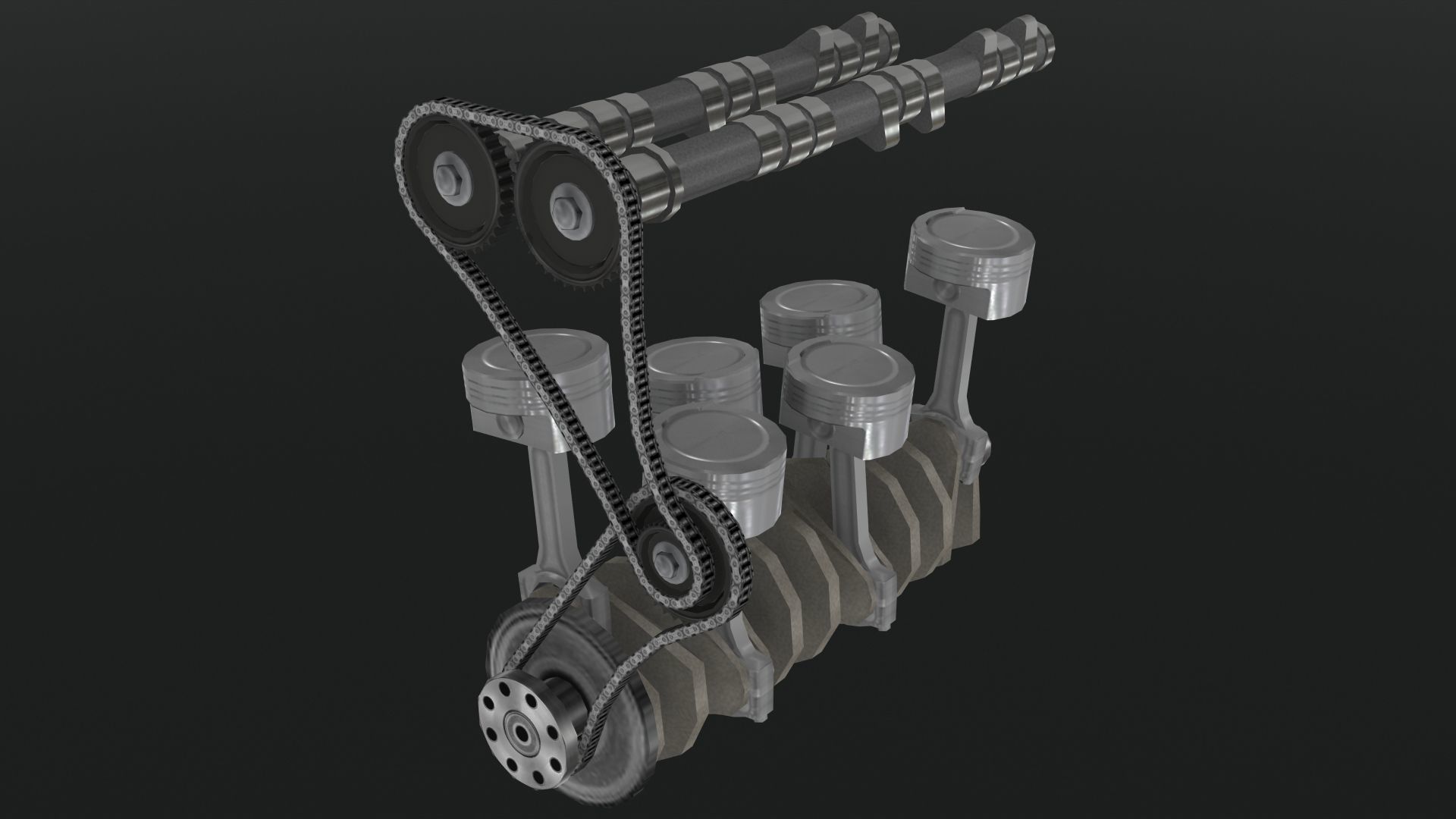 Volkswagen Golf R32 VR6 24v engine Low-poly 3D model_17