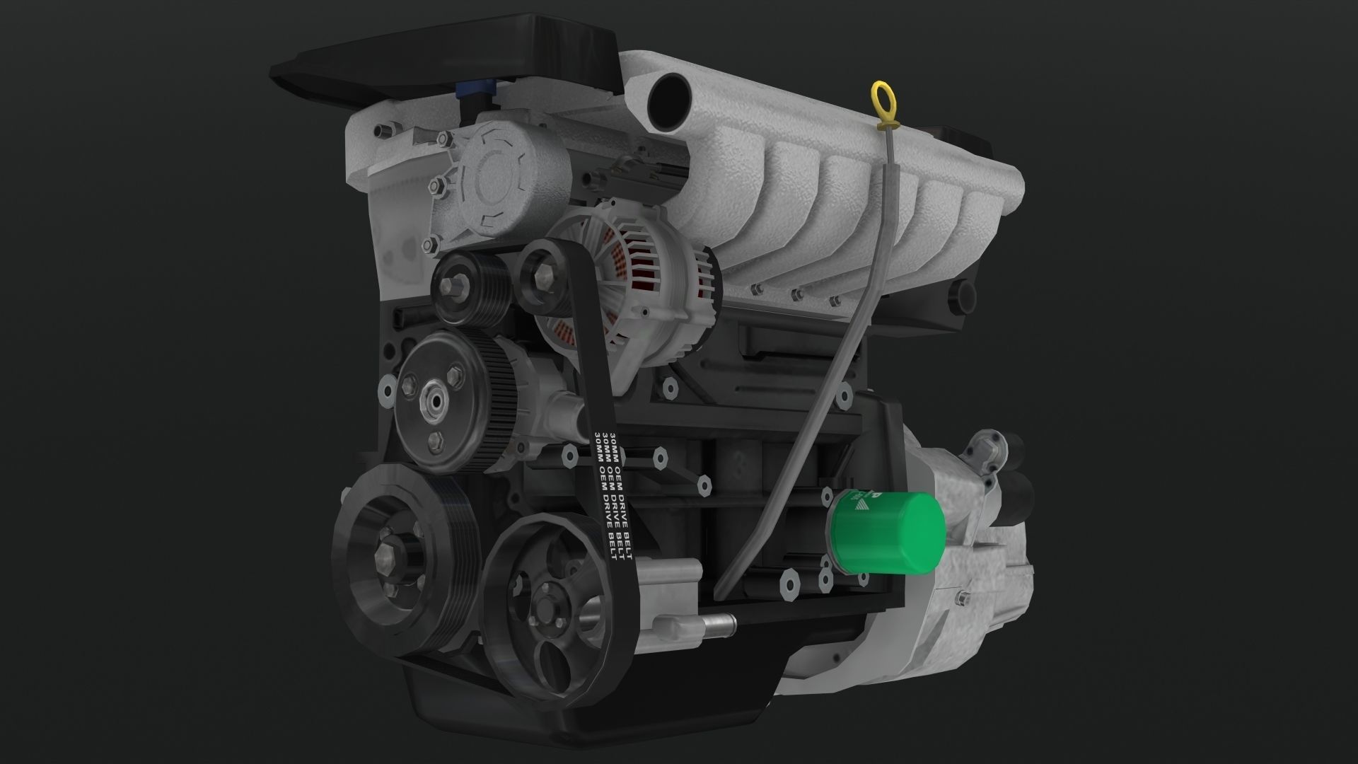 Volkswagen Golf R32 VR6 24v engine Low-poly 3D model_10
