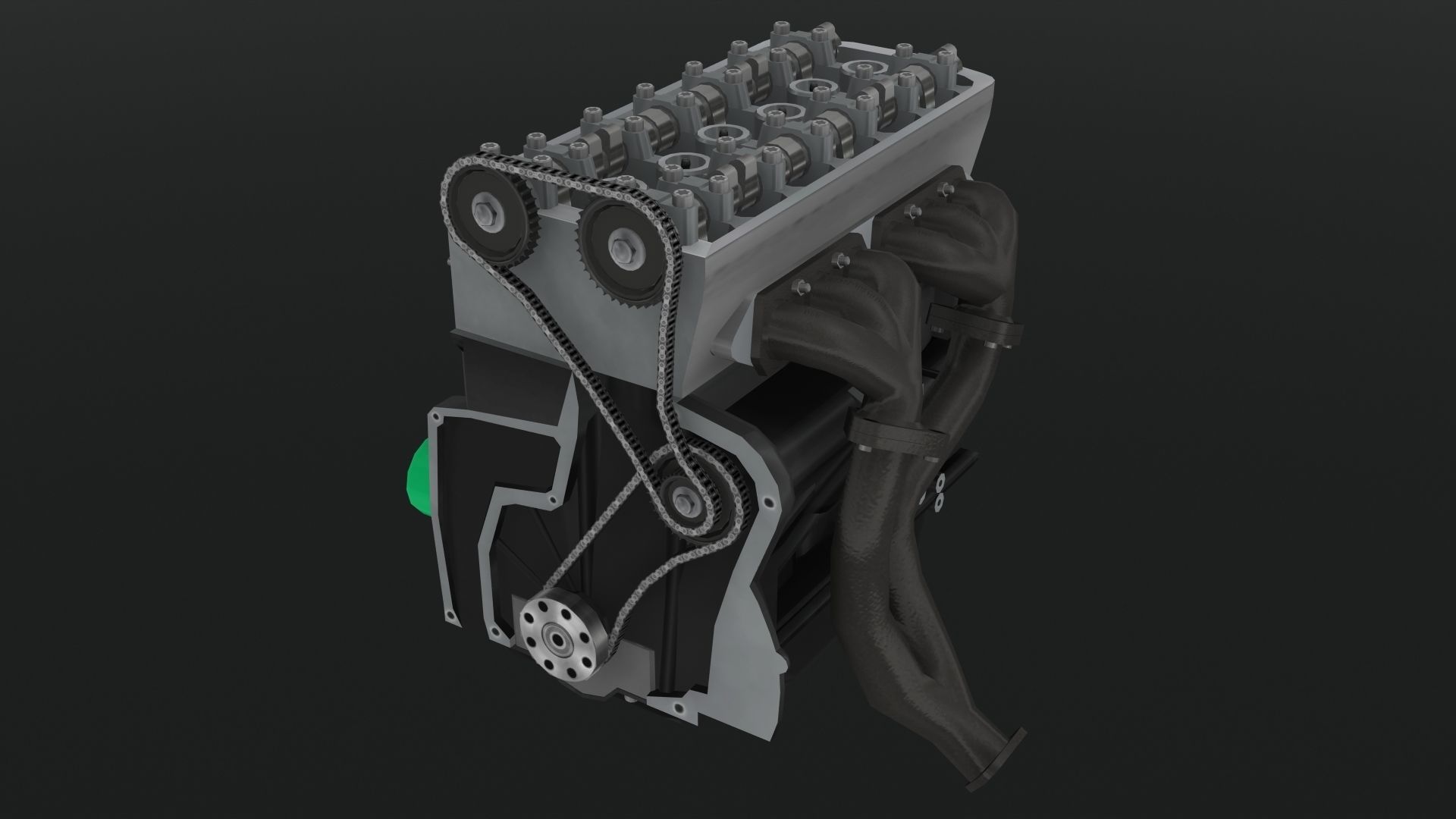 Volkswagen Golf R32 VR6 24v engine Low-poly 3D model_16