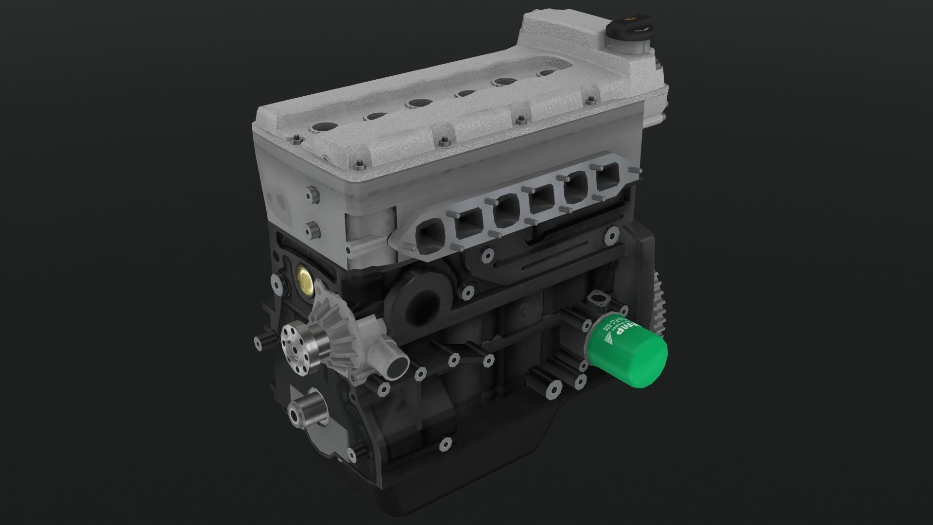 Volkswagen Golf R32 VR6 24v engine Low-poly 3D model_15