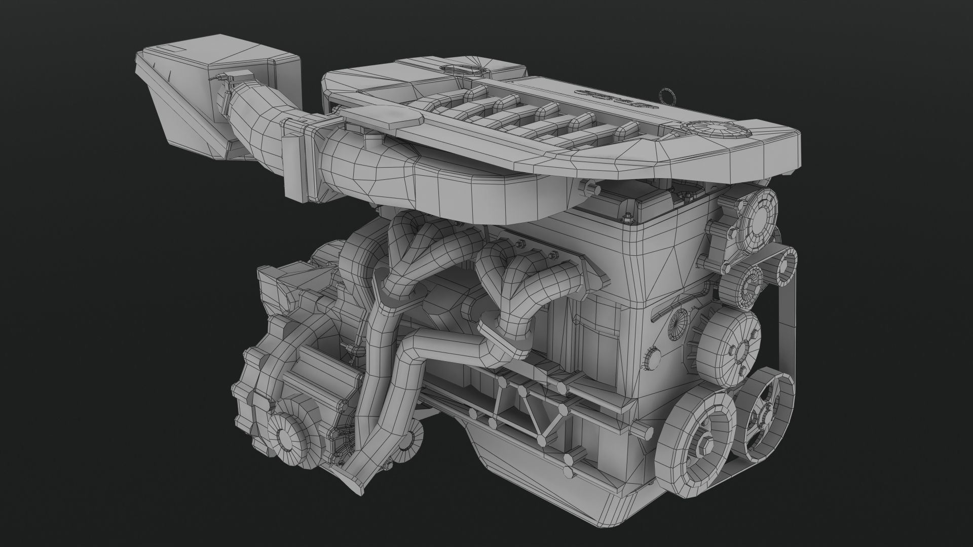 Volkswagen Golf R32 VR6 24v engine Low-poly 3D model_9