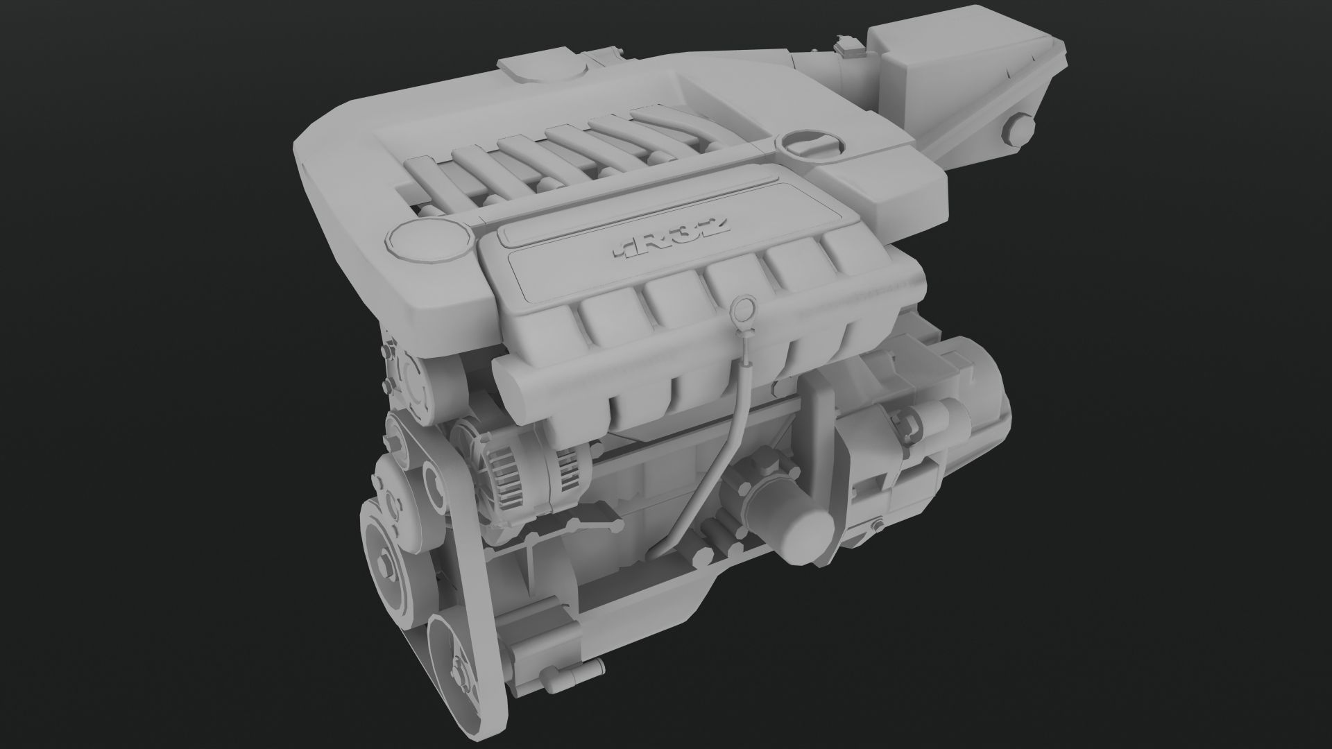Volkswagen Golf R32 VR6 24v engine Low-poly 3D model_2